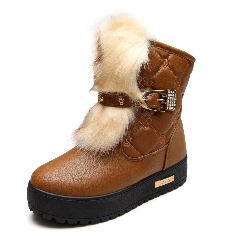 2014新款超厚保暖耐磨女雪靴 時尚純色厚底低筒女棉靴子 批發工廠,批發,進口,代購