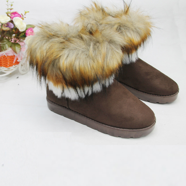 2015冬季新款仿狐貍毛雪靴 防滑平底加厚保暖短款女式雪靴工廠,批發,進口,代購