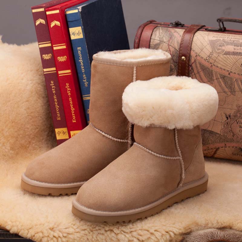 廠傢直銷5825經典款雪靴 女冬季羊皮毛一體中筒靴子 一件代發工廠,批發,進口,代購