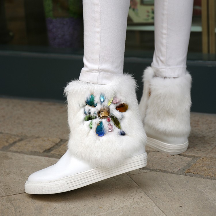 2016年秋季新款水鉆裝飾低筒雪靴女靴批發工廠,批發,進口,代購