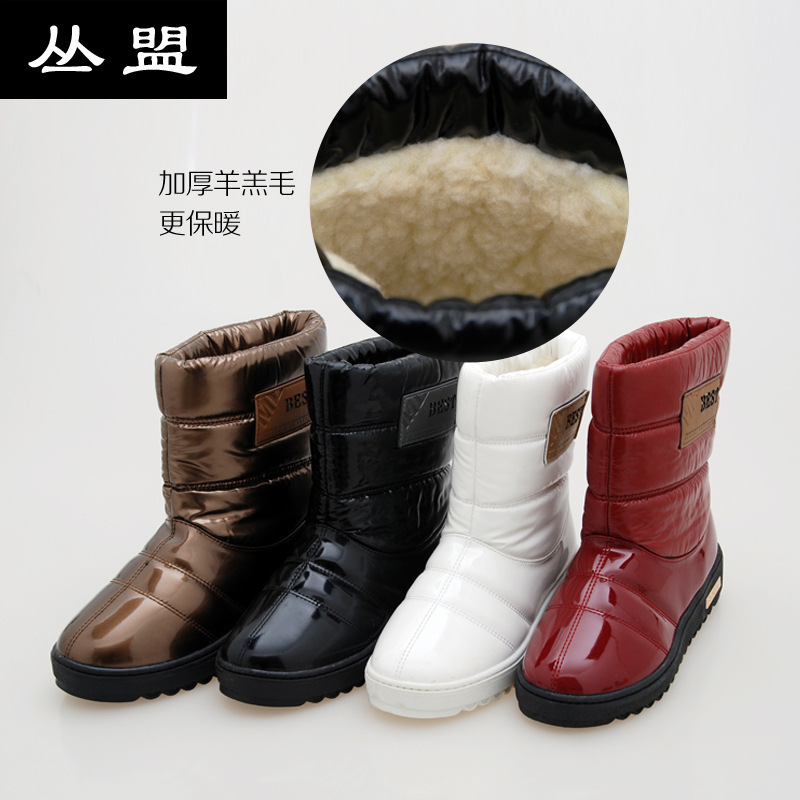 秋冬新款雪靴女 高檔時尚保暖柔軟羊羔毛防水平跟雪靴批發工廠,批發,進口,代購