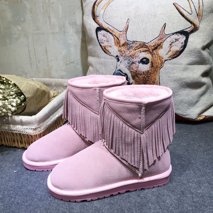 2016新品雪靴女流蘇5825牛皮保暖雪靴牛筋底廠一件代發傢直銷工廠,批發,進口,代購