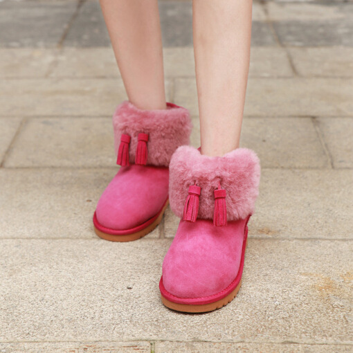 2014最新款澳洲羊皮毛一體短筒小辣椒雪靴棉靴糖果流蘇女鞋UG工廠,批發,進口,代購