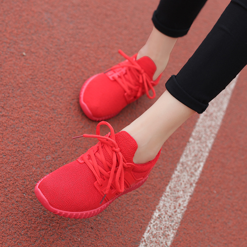 最新款2016透氣超輕學生跑步運動鞋女韓版潮椰子低幫單鞋子大紅色批發・進口・工廠・代買・代購