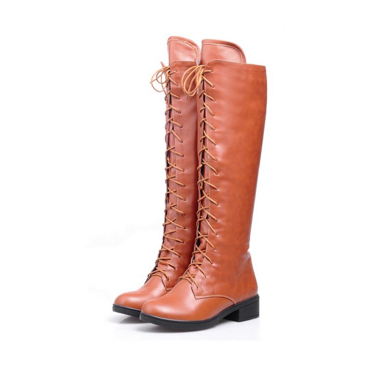 歐美秋季前系帶羅馬靴外貿時尚大碼靴40-43女式高筒靴冬季女靴子工廠,批發,進口,代購