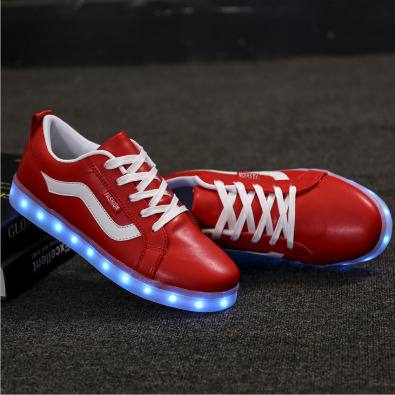 外貿LED鞋 條紋發光鞋 USB充電發光鞋 低幫夜光板鞋 廠傢直銷現貨批發・進口・工廠・代買・代購