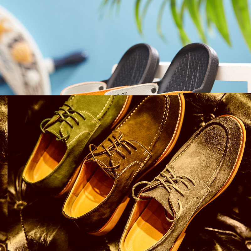 廠傢直銷春夏新品韓國皮鞋復古做舊擦色休閒鞋焦頭系帶磨砂皮鞋工廠,批發,進口,代購