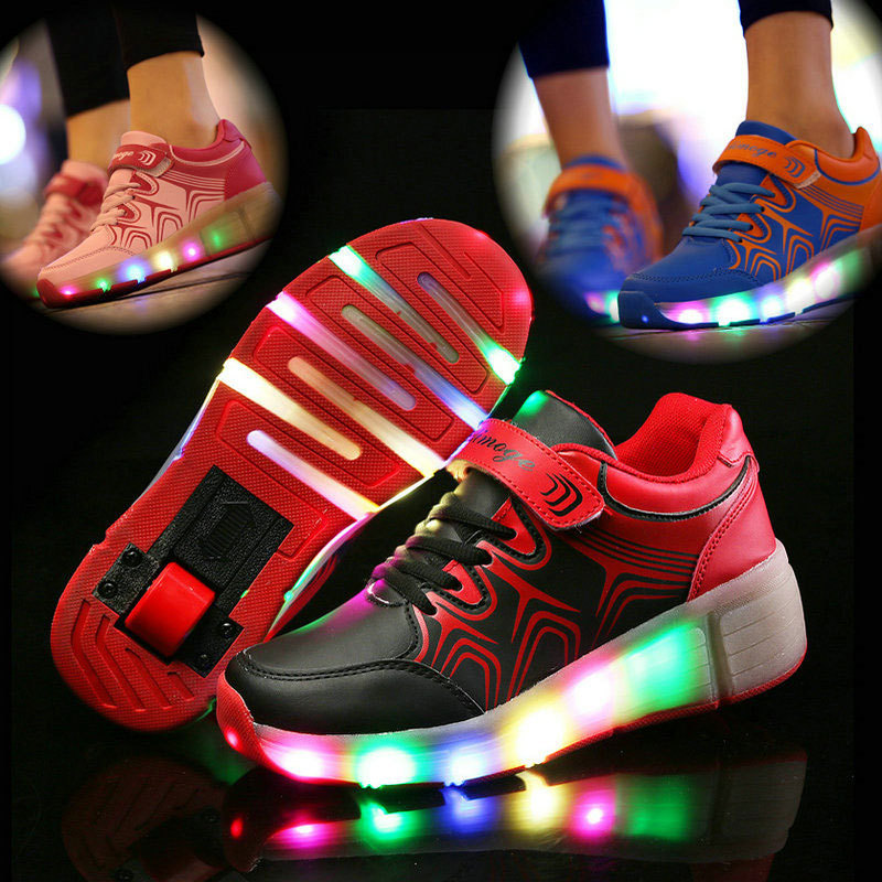 2016批發時尚閃燈兒童鞋LED暴走鞋單輪燈鞋自動款隱形按鈕輪子鞋工廠,批發,進口,代購