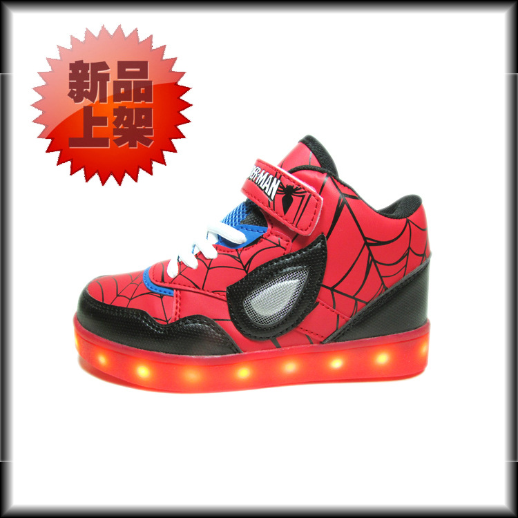 2016年春秋季品牌童鞋USB兒童休閒運動LED發光男板鞋韓版男鞋紅色工廠,批發,進口,代購