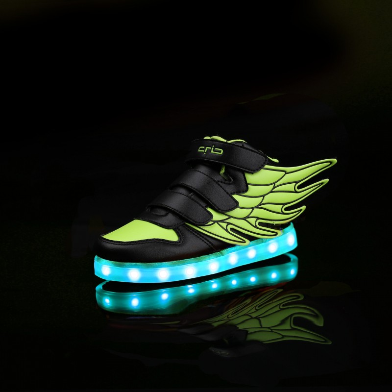 2016春季新款翅膀USB充電變換燈鞋 高幫休閒板鞋 男童高幫發光鞋工廠,批發,進口,代購