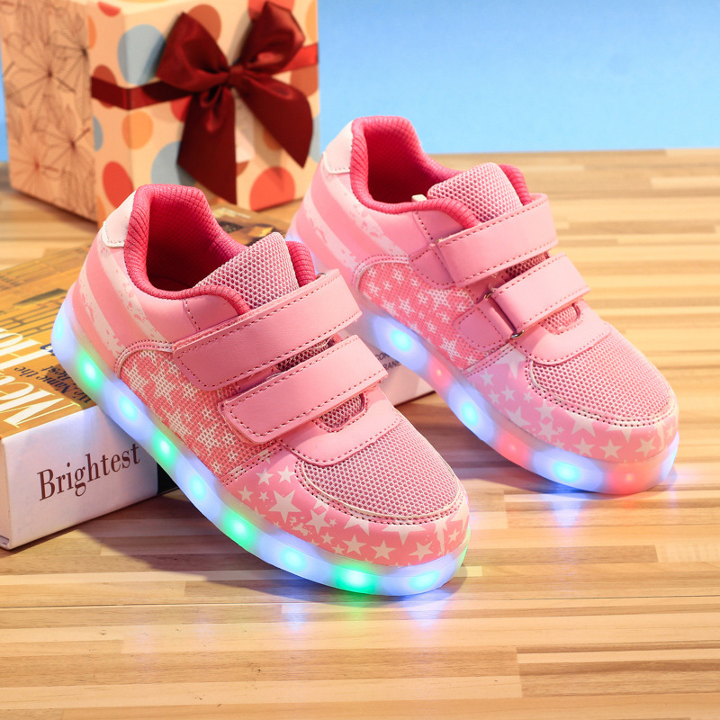 2016新款led燈鞋歐美時尚兒童發光鞋扣帶透氣夜光鞋童鞋 廠傢直銷工廠,批發,進口,代購