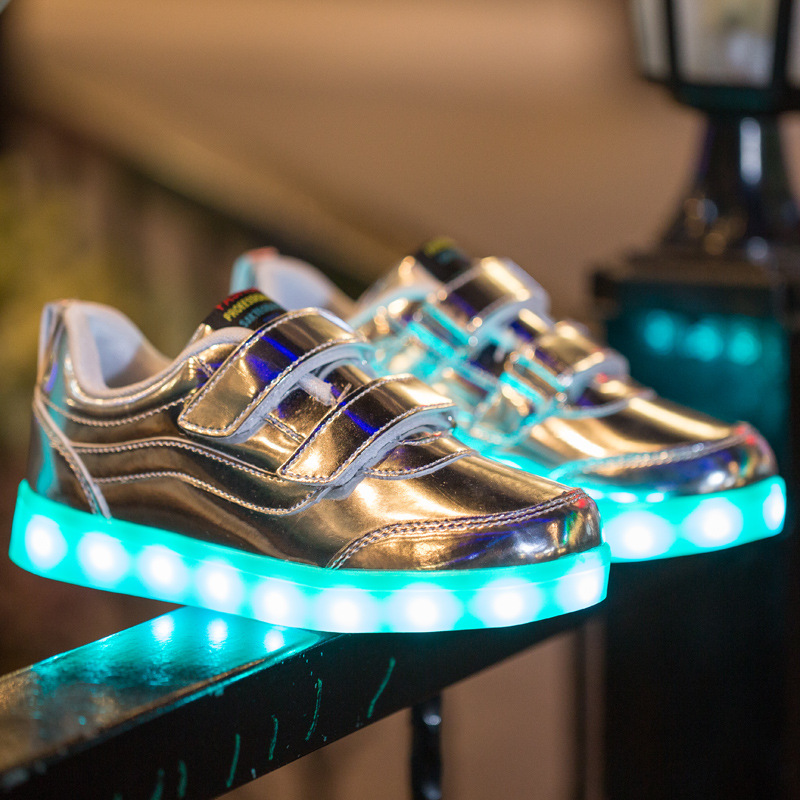外貿兒童USB充電七彩夜光鞋 新閃光燈鞋 魔術貼男女童鞋led發光鞋工廠,批發,進口,代購