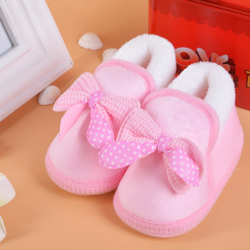 廠傢直銷秋冬新款加厚保暖0-1歲寶寶棉鞋蝴蝶結嬰兒鞋工廠,批發,進口,代購