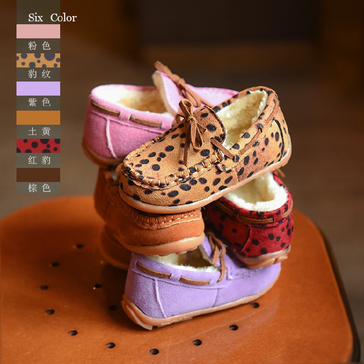 2015冬款兒童女童韓版棉鞋保暖低幫雪靴男童厚棉豆豆鞋真皮鞋工廠,批發,進口,代購