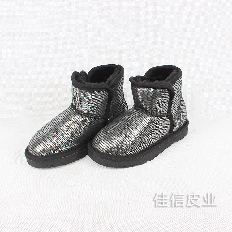 2016新款韓版兒童雪靴 真皮防水短筒金屬男女寶寶棉鞋批發・進口・工廠・代買・代購