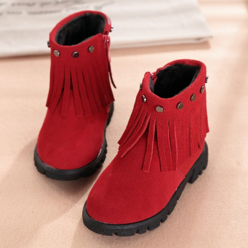 童鞋女童靴子棉靴嬰兒中小童冬季新款2015百搭韓版流蘇靴兒童短靴工廠,批發,進口,代購