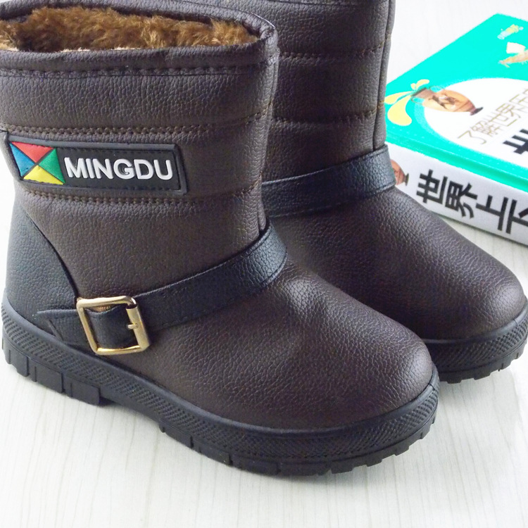 冬季新款童鞋 男童中筒套腳加厚防水PU棉靴雪靴一件代發工廠,批發,進口,代購