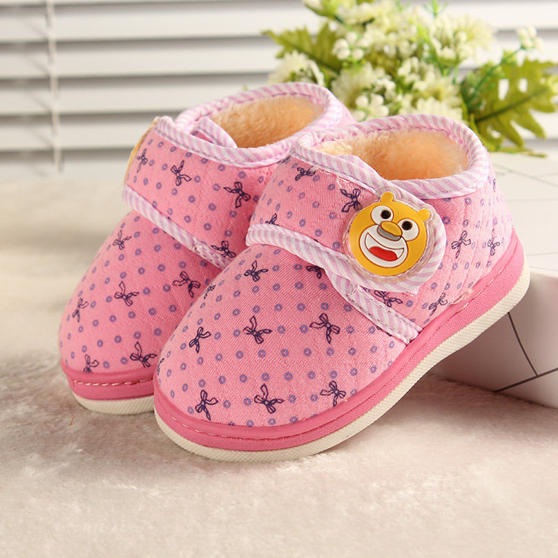 冬季新款兒童棉鞋糖果色保暖鞋 熊大卡通防滑棉靴廠傢直銷工廠,批發,進口,代購