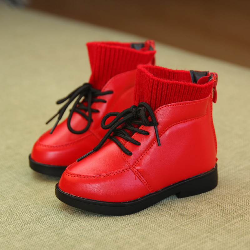 2016冬季新款童靴批發 韓版男童女童針織筒馬丁靴 寶寶棉靴子工廠,批發,進口,代購