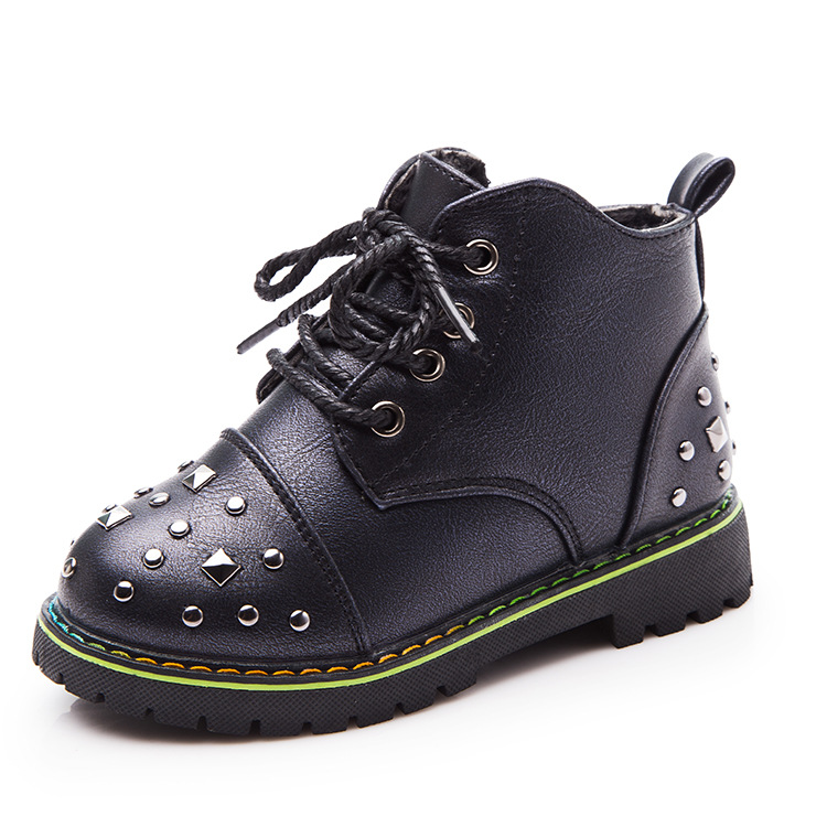 2015冬季新款 時尚韓棉靴 男童女童兒童鉚釘中童馬丁靴一件代發批發・進口・工廠・代買・代購