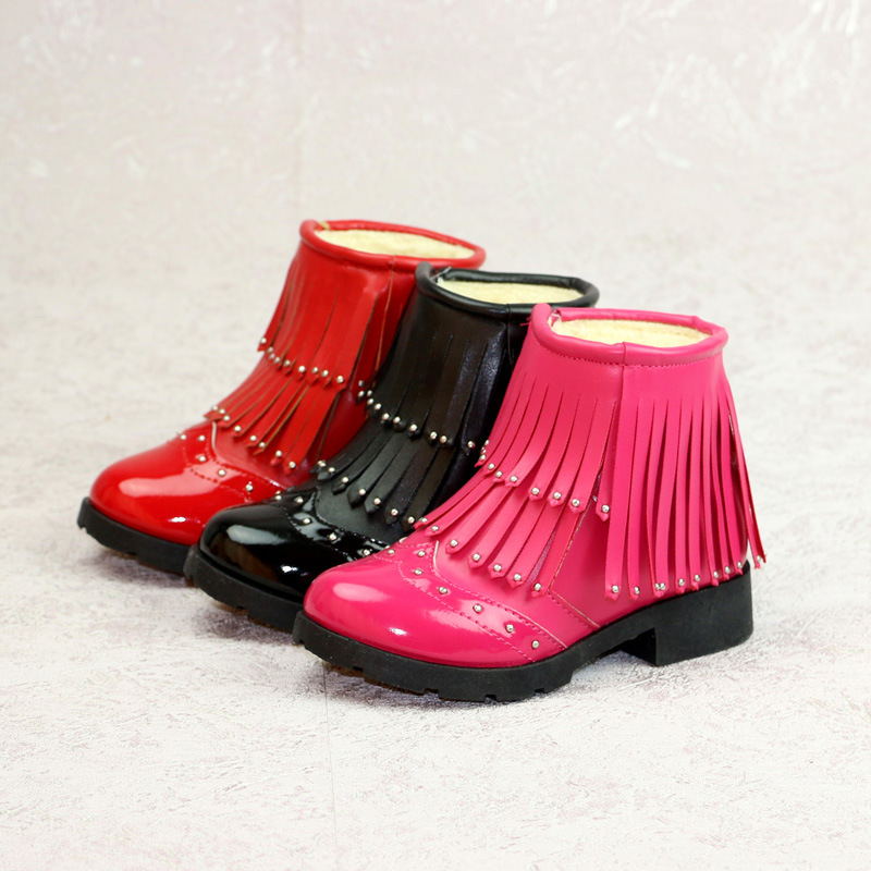 批發女童靴子2015冬季新款兒童馬丁靴流蘇公主棉靴雪靴一件代發批發・進口・工廠・代買・代購
