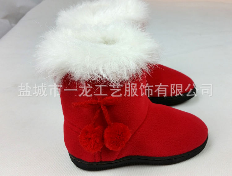 兒童棉靴大紅聖誕棉靴女童棉鞋保暖毛口防滑室內棉靴批發・進口・工廠・代買・代購