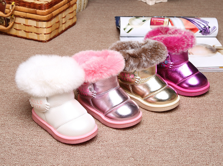 冬季新款兒童棉靴 韓版糖果色男童女童兔毛雪靴寶寶靴一件代發批發・進口・工廠・代買・代購