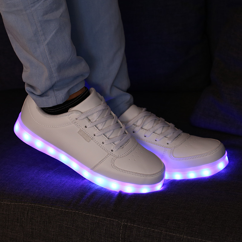 新款七彩跑馬燈鞋情侶款LED鞋休閒鞋USB充電LED燈發光鞋男女板鞋工廠,批發,進口,代購