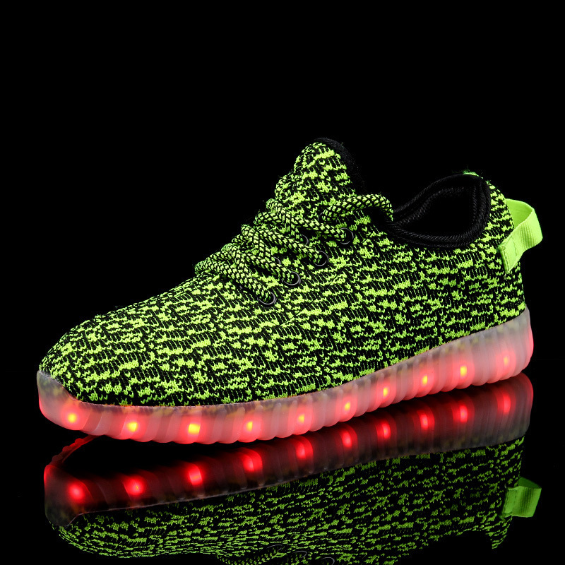 外貿新款發光鞋USB運動男女七彩燈鞋飛織透氣led充電夜光椰子鞋工廠,批發,進口,代購