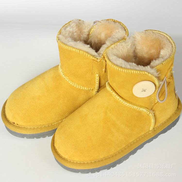 新款3352雪靴兒童 純色真皮韓版低筒靴子保暖 廠傢直銷工廠,批發,進口,代購