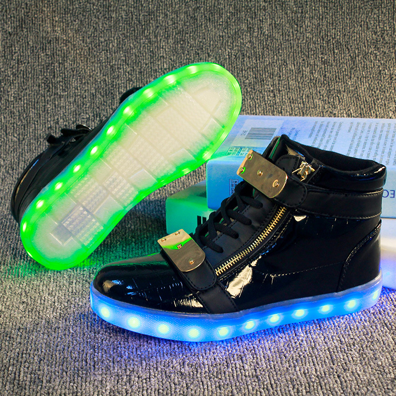 廠傢直銷LED發光鞋USB充電熒光鞋韓版高幫情侶男女鞋夜光單鞋批發・進口・工廠・代買・代購