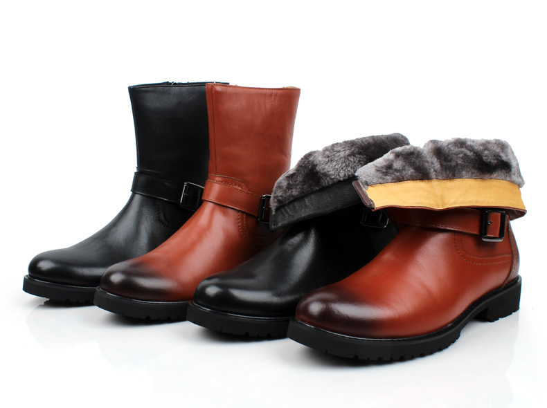 2013外貿男靴高幫鞋冬季雪靴保暖皮靴圓頭舒適保暖牛皮靴工廠,批發,進口,代購