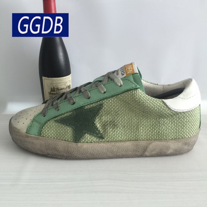 GOLDEN GOOSE/GGDB新款綠色情侶韓版透氣平底鞋復古休閒真皮板鞋批發・進口・工廠・代買・代購