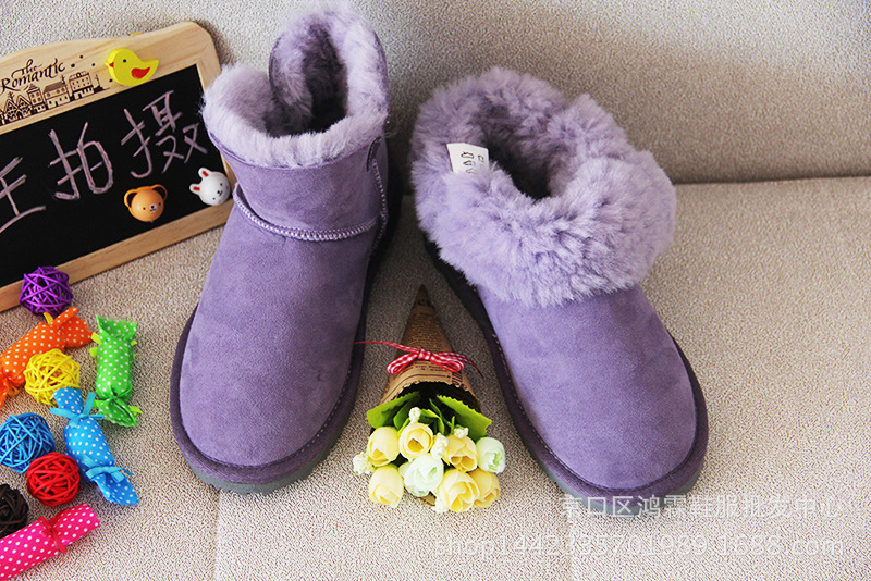 澳洲羊皮毛一體雪靴女5854低筒女靴保暖平跟棉靴子冬季懶人鞋批發・進口・工廠・代買・代購