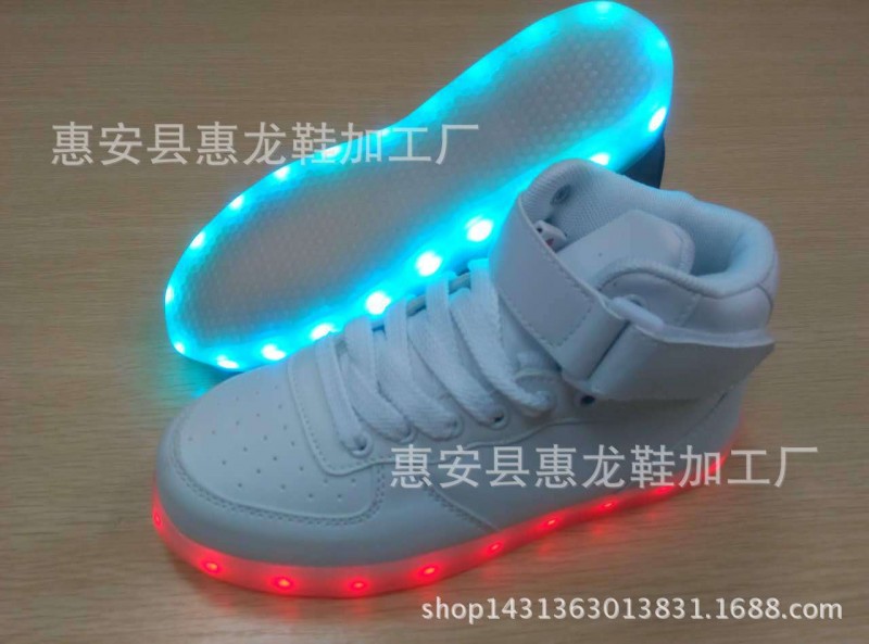 七彩男女情侶燈鞋USB充電LEDLight shoes 熒光中幫發光鞋出口訂做工廠,批發,進口,代購