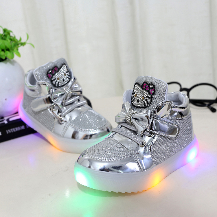 2016秋季兒童發光鞋LED帶燈女童鞋高幫女童運動鞋支持代發批發・進口・工廠・代買・代購