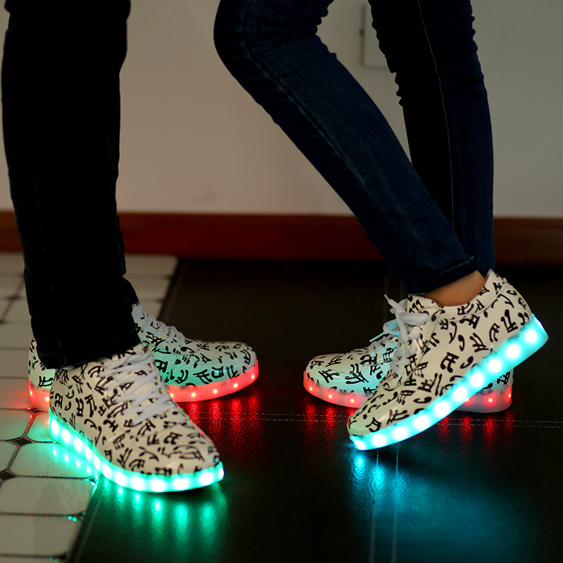 七彩發光鞋夜光鞋熒光鞋情侶款LED燈鞋韓版男女板鞋USB充電工廠,批發,進口,代購