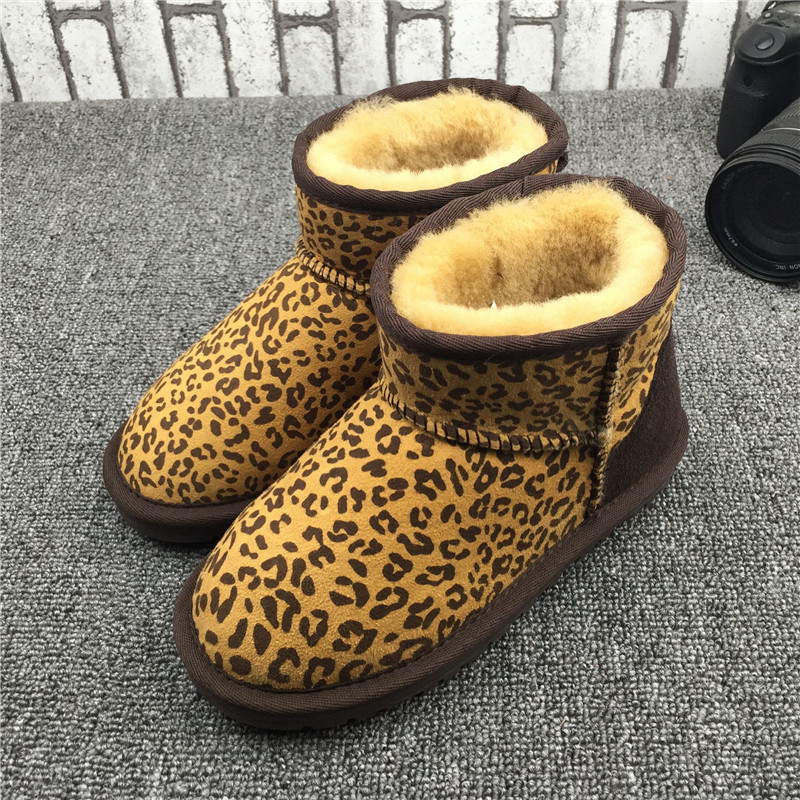2015新款 5854低筒羊皮毛一體雪靴童鞋豹紋棉鞋一件代發批發・進口・工廠・代買・代購