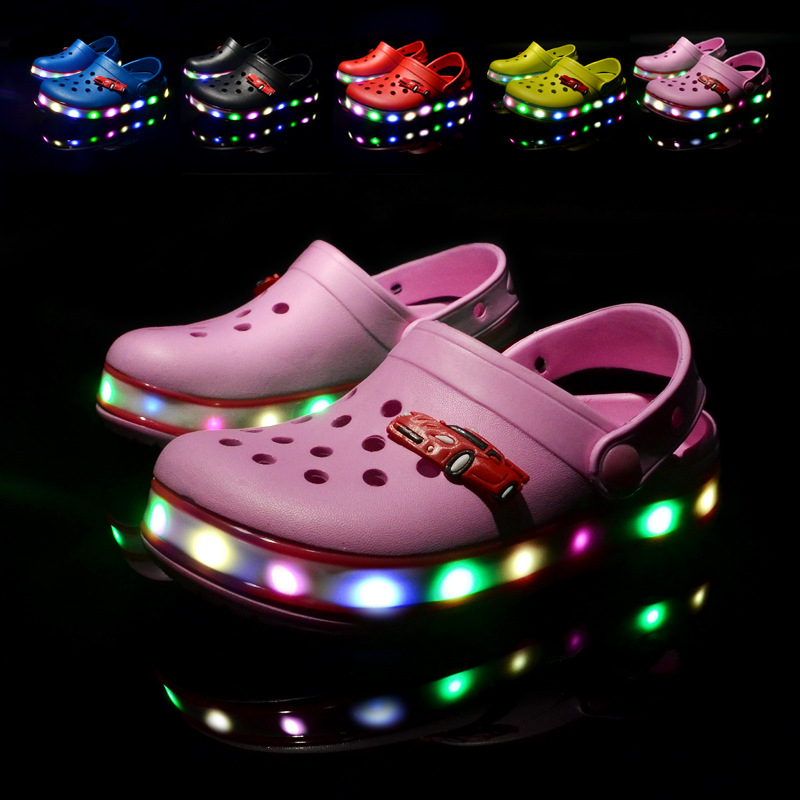 LED燈鞋新品兒童洞洞鞋夏季外貿沙灘鞋環保EVA鏤空男女童鞋子批發批發・進口・工廠・代買・代購