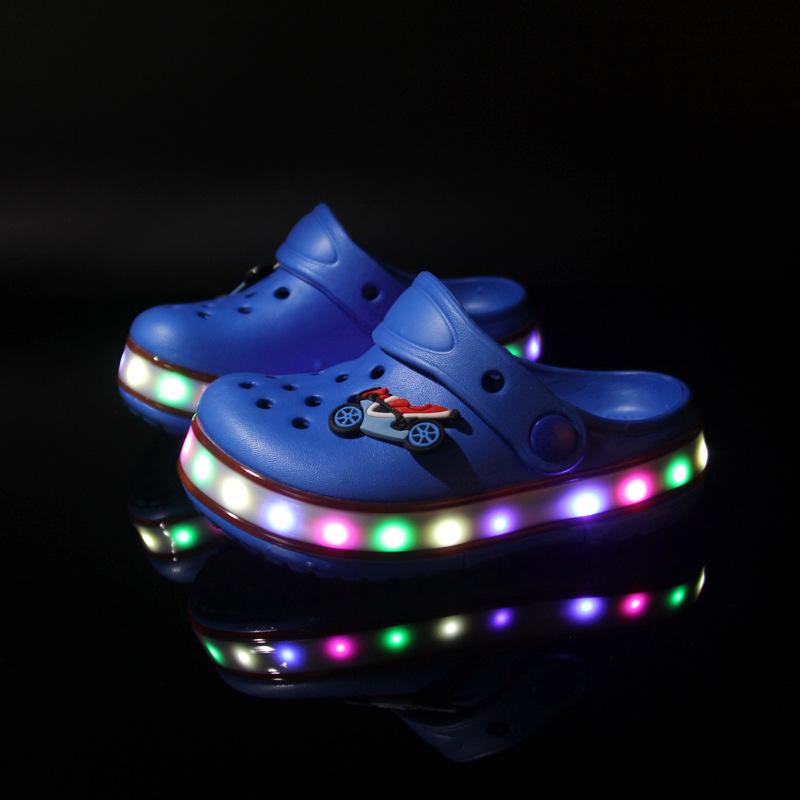 LED燈鞋童鞋新品兒童洞洞鞋夏季外貿沙灘鞋EVA鏤空男女童鞋子批發工廠,批發,進口,代購