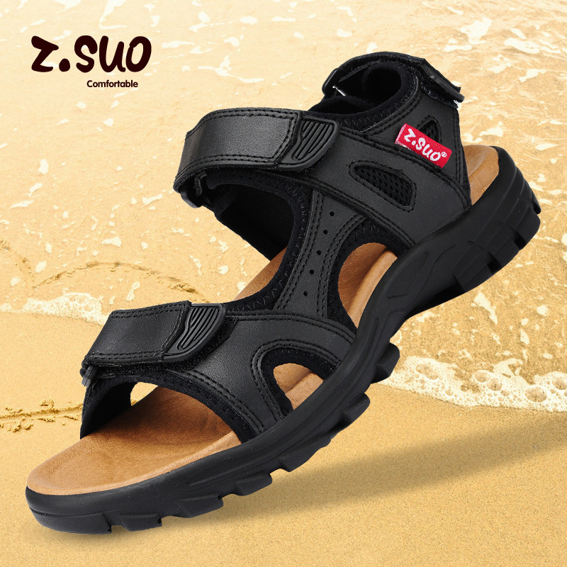 走索夏季男款男士透氣涼鞋真皮涼拖休閒沙灘鞋男ZS0163 特價熱銷批發・進口・工廠・代買・代購
