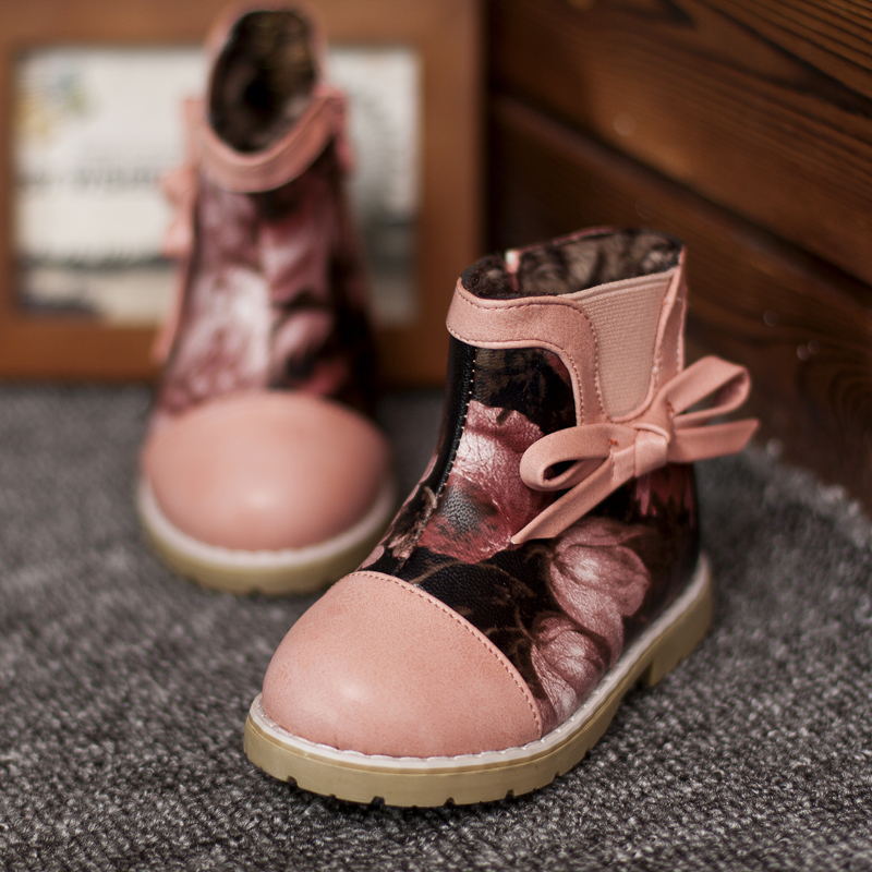 冬季新款印花加長絨女童雪靴 1-4歲寶寶加厚時尚棉靴清倉處理批發・進口・工廠・代買・代購