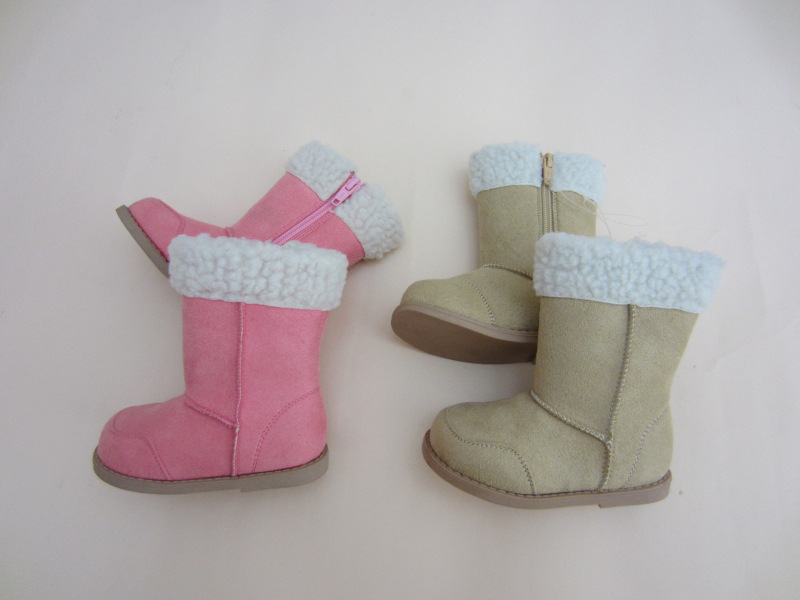 日本外貿原單西傢簡單款羊羔絨女童靴童棉鞋工廠,批發,進口,代購