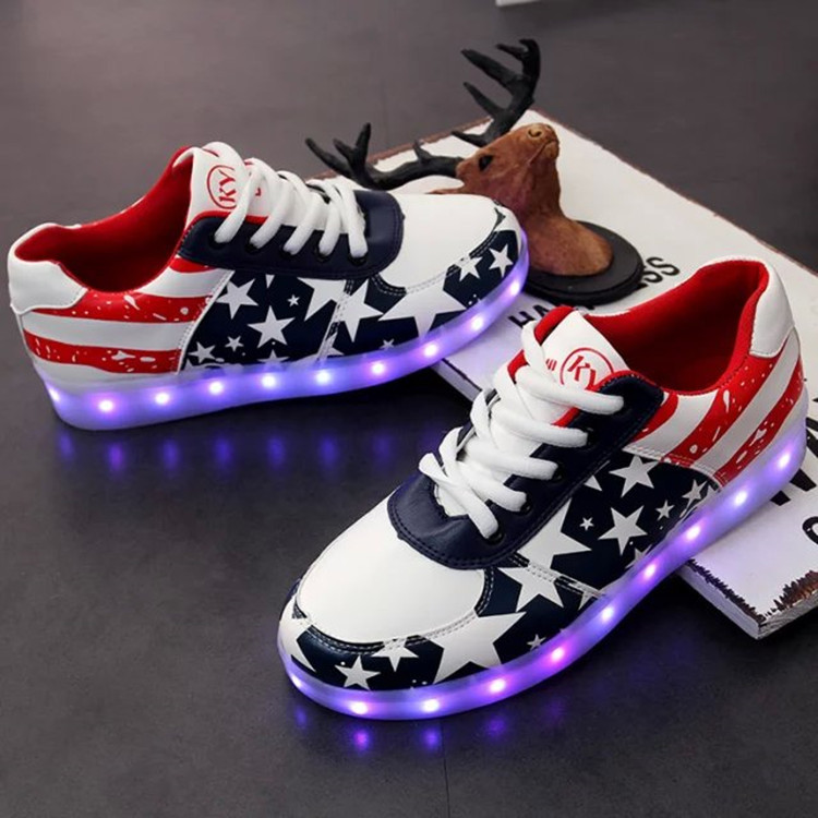 2015美國星星單鞋LED發光鞋七彩USB充電男女情侶板鞋廠傢批發批發・進口・工廠・代買・代購