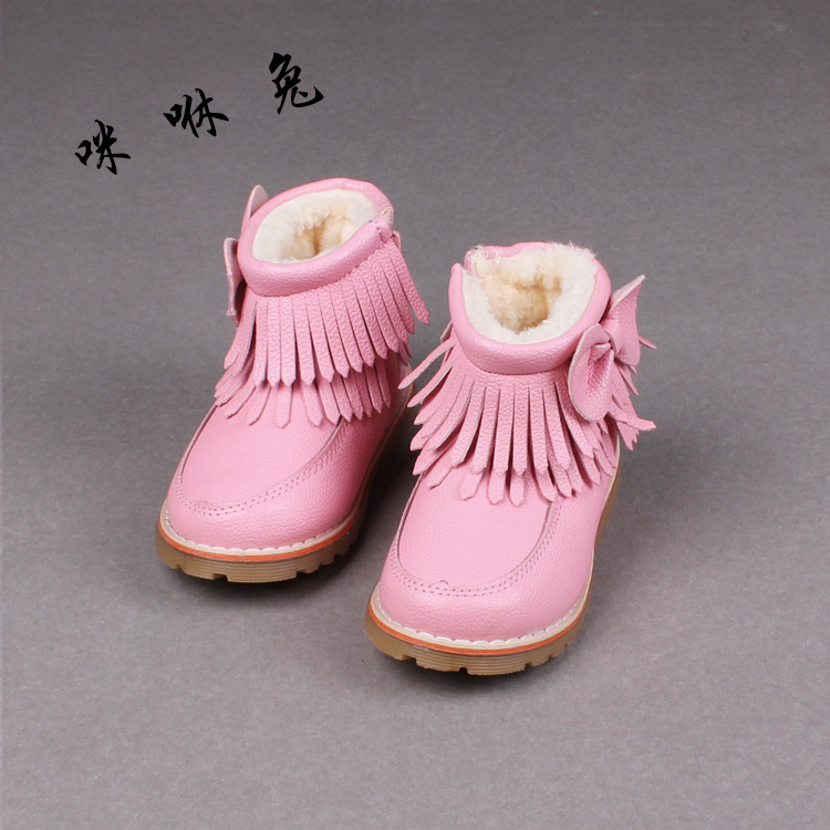 2015童鞋冬季女童棉靴加厚中筒加絨防水防滑保暖短靴側拉鏈批發・進口・工廠・代買・代購