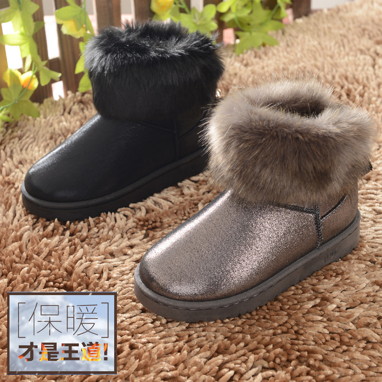 冬季新款雪靴棉鞋女圓頭厚底平跟毛毛鞋保暖單靴溫州鞋一件代發批發・進口・工廠・代買・代購