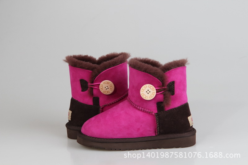 3352款撞色童鞋羊皮毛一體雪靴工廠直銷可OEM加工女款保暖童靴批發・進口・工廠・代買・代購