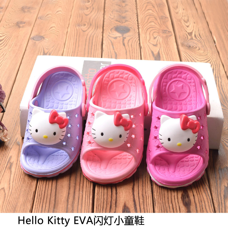 Hello Kitty凱蒂貓 夏季新品兒童洞洞鞋男女童小寶寶閃燈亮涼拖鞋批發・進口・工廠・代買・代購