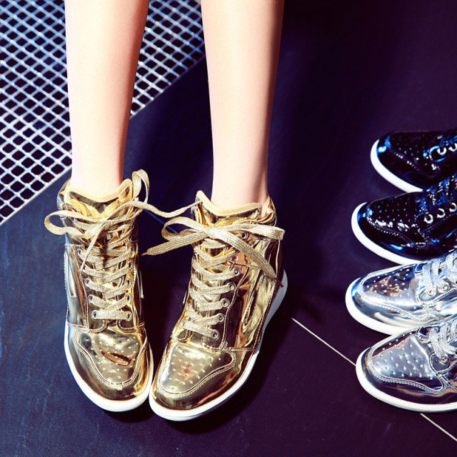 2014新款高幫鞋 女跳舞蹈內增高金色明星同款高幫女鞋廠傢直銷工廠,批發,進口,代購