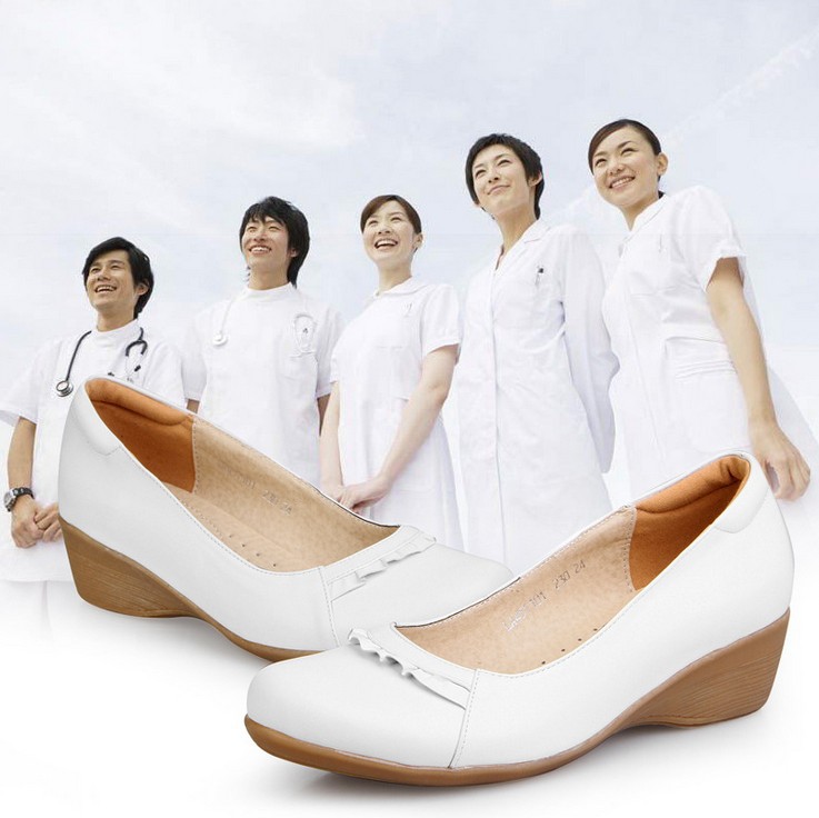 2016新款白色護士鞋3515強人坡跟真皮護士鞋正品工裝鞋廠傢直銷工廠,批發,進口,代購